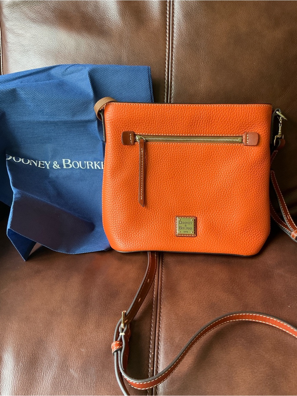 Dooney & Bourke Bright Orange Pebbled Leather Crossbody